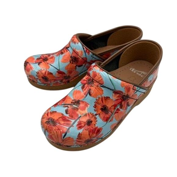 Dansko Professional Nursing Clogs Womens 38 Poppy Print Maximalist Comfort - Picture 1 of 8